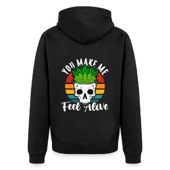 Herbalism You Make Me Feel Alive Retro Herb Lover - Unisex Premium Bio Zip Hoodie - Schwarz - Hinten - Nico (187cm)