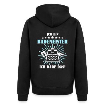 Schwimmmeister Bademeister - Unisex Premium Bio Zip Hoodie - Schwarz - Hinten - Nico (187cm)