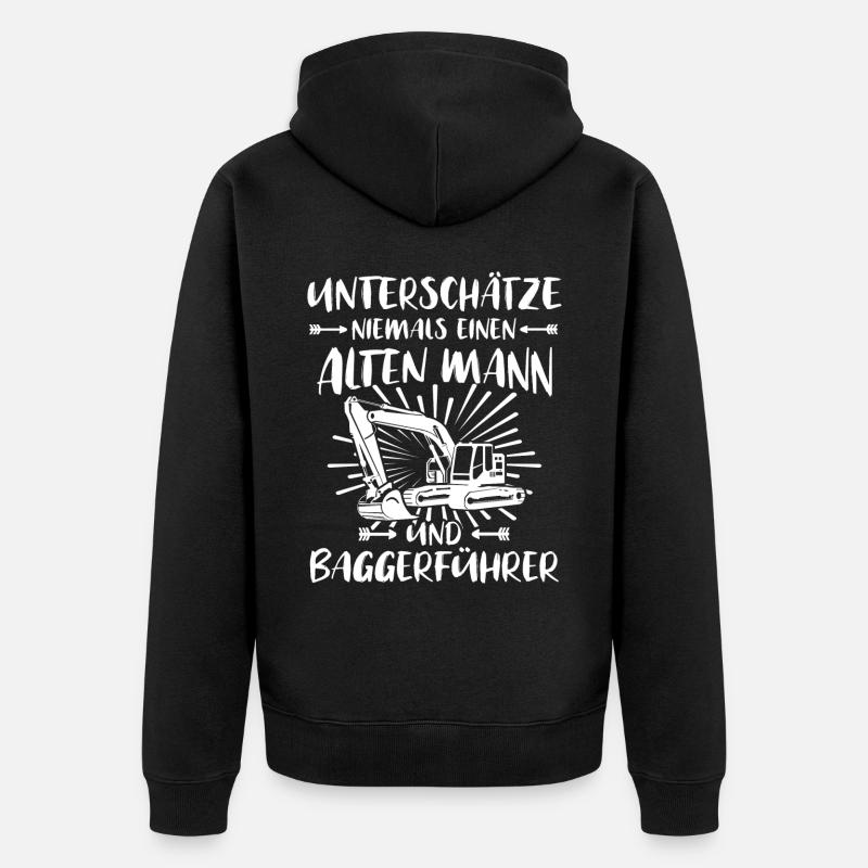 Baggerfuehrer Baggerfahrer - Unisex Premium Bio Zip Hoodie - Schwarz