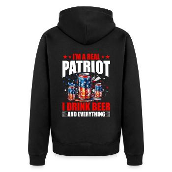 I'm a real Patriot I drink Beer and everything - Unisex Premium Organic Zip Hoodie - black - Back - Nico (187cm)
