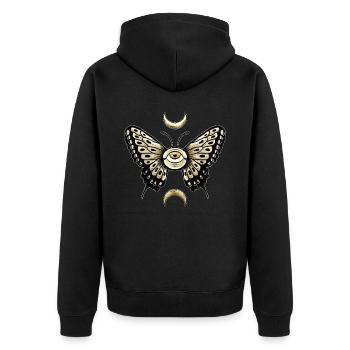 Weirdcore Aesthetic Eyeball Butterly Moon Phase - Unisex Premium Organic Zip Hoodie - black - Back - Nico (187cm)
