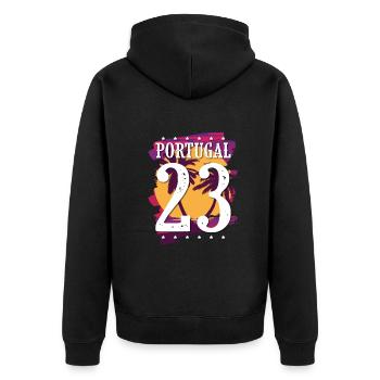Portugal 23 Jersey 2023 - Unisex Premium Organic Zip Hoodie - black - Back - Nico (187cm)