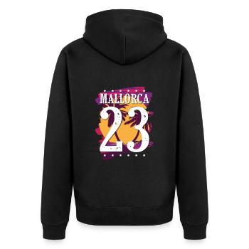 Mallorca 23 Trikot 2023 - Unisex Premium Bio Zip Hoodie - Schwarz - Hinten - Nico (187cm)