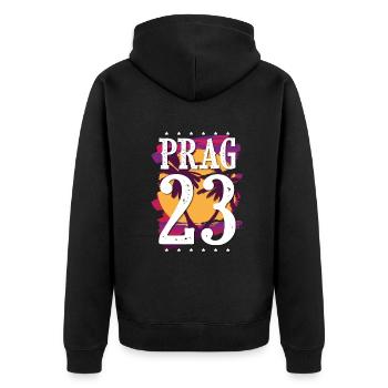 Prag 23 Trikot 2023 - Unisex Premium Bio Zip Hoodie - Schwarz - Hinten - Nico (187cm)