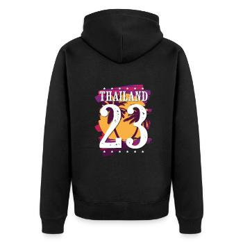 Thailand 23 Trikot 2023 - Unisex Premium Bio Zip Hoodie - Schwarz - Hinten - Nico (187cm)