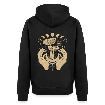 Boho Mushrooms Cottage Core Aesthetic Goblincore - Unisex Premium Organic Zip Hoodie - black - Back - Nico (187cm)