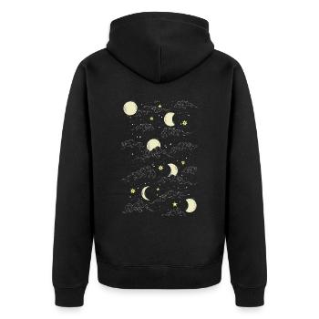 Whimsigoth Celestial Moon Star Pattern - Unisex Premium Organic Zip Hoodie - black - Back - Nico (187cm)