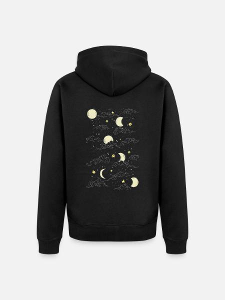 Whimsigoth Celestial Moon Star Pattern - Unisex Premium Organic Zip Hoodie - black