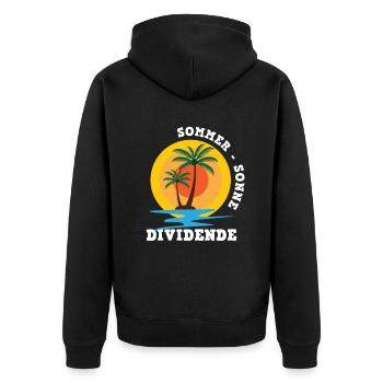 Sommer Sonne Dividende - Unisex Premium Bio Zip Hoodie - Schwarz - Hinten - Nico (187cm)