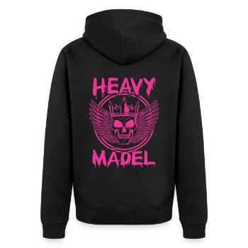 Biker Rocker, Heavy Rock, Punk, Hard Girl Metal - Unisex Premium Bio Zip Hoodie - Schwarz - Hinten - Nico (187cm)