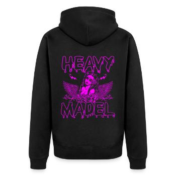 Biker Rocker, Heavy Rock, Punk, Hard Girl Metal - Unisex Premium Bio Zip Hoodie - Schwarz - Hinten - Nico (187cm)