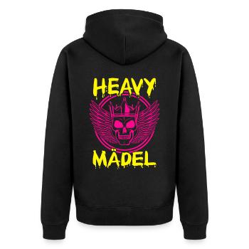 Biker Rocker, Heavy Rock, Punk, Hard Girl Metal - Unisex Premium Bio Zip Hoodie - Schwarz - Hinten - Nico (187cm)