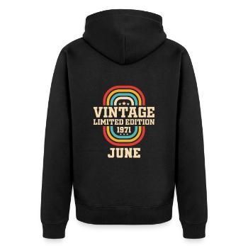 52ème anniversaire Juin Millésime 1971 Millésime - Veste à capuche bio Premium Unisexe - noir - Dos - Nico (187cm)