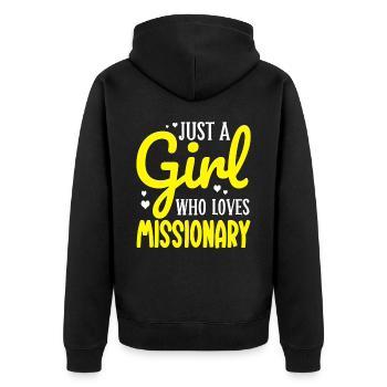 Mormon LDS - Unisex Premium Organic Zip Hoodie - black - Back - Nico (187cm)