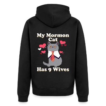 Mormon LDS Missionary - Unisex Premium Organic Zip Hoodie - black - Back - Nico (187cm)