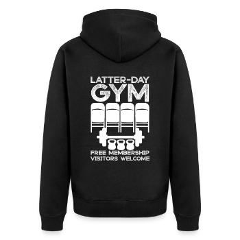 Mormon LDS Missionary - Unisex Premium Organic Zip Hoodie - black - Back - Nico (187cm)