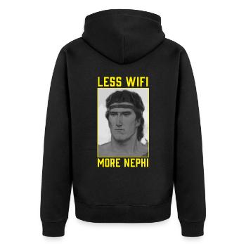Mormone LDS-Missionar - Unisex Premium Bio Zip Hoodie - Schwarz - Hinten - Nico (187cm)