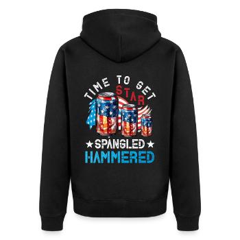 Time to get Star Spangled Hammered - Unisex Premium Organic Zip Hoodie - black - Back - Nico (187cm)