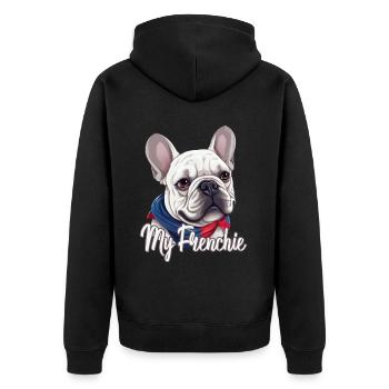 Niedliche Bulldogge Mops Hund - Unisex Premium Bio Zip Hoodie - Schwarz - Hinten - Nico (187cm)