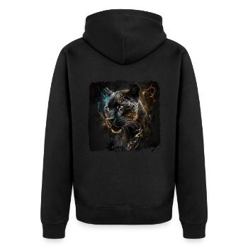 Schwarzer Panther Großkatze - Unisex Premium Bio Zip Hoodie - Schwarz - Hinten - Nico (187cm)