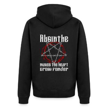 Satan Beelzebub Teufel Gothic Pentagram Mystisch - Unisex Premium Bio Zip Hoodie - Schwarz - Hinten - Nico (187cm)