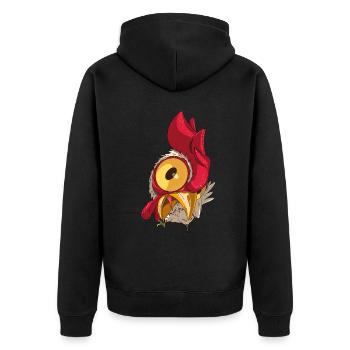 Funny chicken farm rooster from the chicken farm - Unisex Premium Organic Zip Hoodie - black - Back - Nico (187cm)