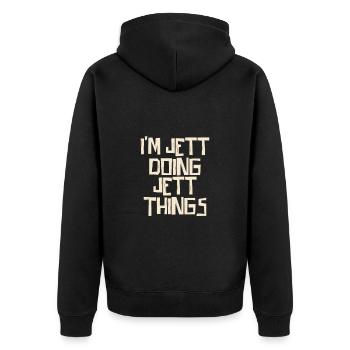 I'm Jett doing Jett things - Unisex Premium Organic Zip Hoodie - black - Back - Nico (187cm)