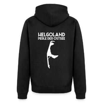Helgoland Perle der Ostsee lustig Sylt - Unisex Premium Bio Zip Hoodie - Schwarz - Hinten - Nico (187cm)