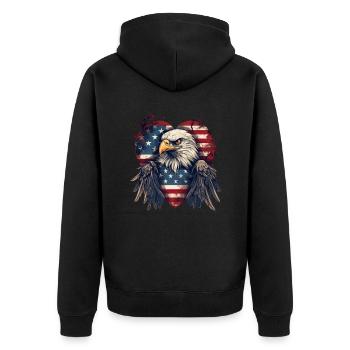 American Adler Amerika Wappentier Eagle Flagge USA - Veste à capuche bio Premium Unisexe - noir - Dos - Nico (187cm)