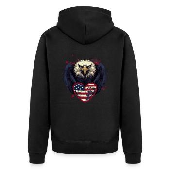 America Heraldic Animal Eagle Flag USA - Veste à capuche bio Premium Unisexe - noir - Dos - Nico (187cm)