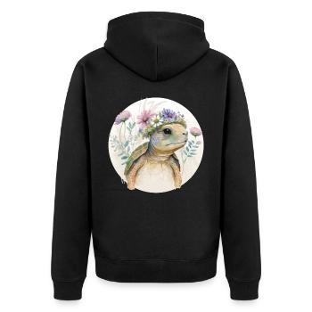 Mignon Aquarelle Tortue Fleur Couronne Mer Animal Lov - Veste à capuche bio Premium Unisexe - noir - Dos - Nico (187cm)