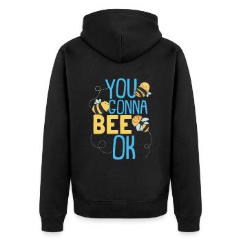 Kids Bee Costume Honey Bumblebee - Unisex Premium Organic Zip Hoodie - black - Back - Nico (187cm)
