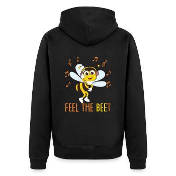 Music Bee Kids Costume Honeybee Bumblebee - Unisex Premium Organic Zip Hoodie - black - Back - Nico (187cm)