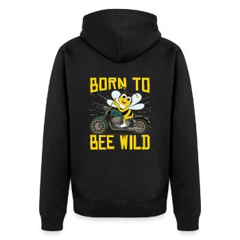 Born To Bee Wild Motorrad-Biker - Unisex Premium Bio Zip Hoodie - Schwarz - Hinten - Nico (187cm)