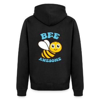Biene Genial - Unisex Premium Bio Zip Hoodie - Schwarz - Hinten - Nico (187cm)
