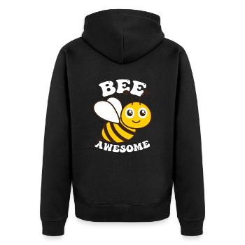 Bee Awesome - Unisex Premium Organic Zip Hoodie - black - Back - Nico (187cm)