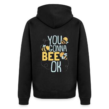 You Gonna Bee Ok | Honeybee Cute Bumblebee - Unisex Premium Organic Zip Hoodie - black - Back - Nico (187cm)