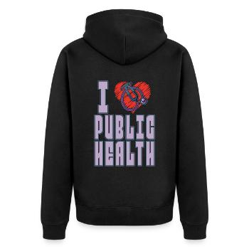 Public Health Worker I Heart Public Health Care - Unisex Premium Organic Zip Hoodie - black - Back - Nico (187cm)