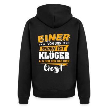 Klüger Als Du - Unisex Premium Bio Zip Hoodie - Schwarz - Hinten - Nico (187cm)