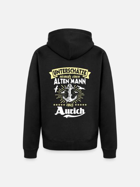 Unterschätze Aurich Mann - Unisex Premium Bio Zip Hoodie - Schwarz