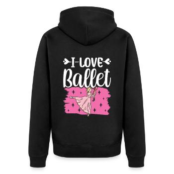 Ich Liebe Ballett Ballerina Balletttänzer Hobby - Unisex Premium Bio Zip Hoodie - Schwarz - Hinten - Nico (187cm)