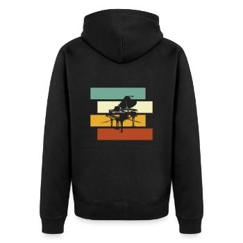Klavier Retro - Unisex Premium Bio Zip Hoodie - Schwarz - Hinten - Nico (187cm)