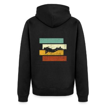Tauchen Retro - Unisex Premium Bio Zip Hoodie - Schwarz - Hinten - Nico (187cm)