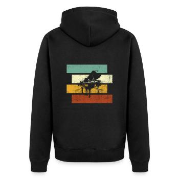 Klavier Retro - Unisex Premium Bio Zip Hoodie - Schwarz - Hinten - Nico (187cm)