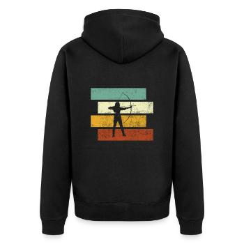 Archery Retro - Unisex Premium Organic Zip Hoodie - black - Back - Nico (187cm)