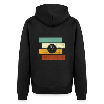 Billiard Retro - Unisex Premium Bio Zip Hoodie - Schwarz - Hinten - Nico (187cm)