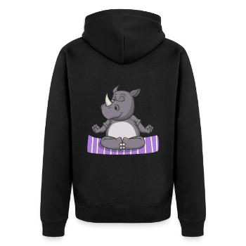 Yoga Nashorn - Unisex Premium Bio Zip Hoodie - Schwarz - Hinten - Nico (187cm)