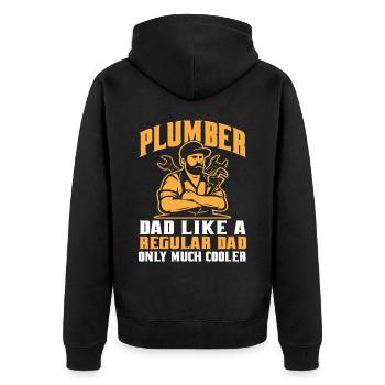 Rohrschlosser Klempner Rohleger Bauarbeiter - Unisex Premium Bio Zip Hoodie - Schwarz - Hinten - Nico (187cm)