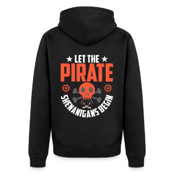 Piraten - Spielereien Crossbones Freebooter - Unisex Premium Bio Zip Hoodie - Schwarz - Hinten - Nico (187cm)