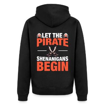 Piraten - Spielereien Crossbones Freebooter - Unisex Premium Bio Zip Hoodie - Schwarz - Hinten - Nico (187cm)